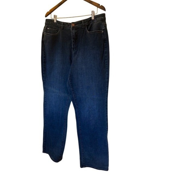 Coldwater Creek Denim - Coldwater Creek High Rise Straight Leg Dark Wash Blue Jean's Women's 14